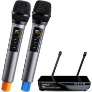 Bietrun Wireless Microphone with Echo, Treble, Bass &amp; Bluetooth, 160 FT Range, UHF Portable Dual Handheld Karaoke Dynamic Microphone System, for Karaoke Machine, Party Singing, Wedding, Amp, PA System