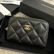 Gabrielle Card Holder Sachet Card Holder Zipper Style Classic Black Diamond Bag Sheepskin Chain Card