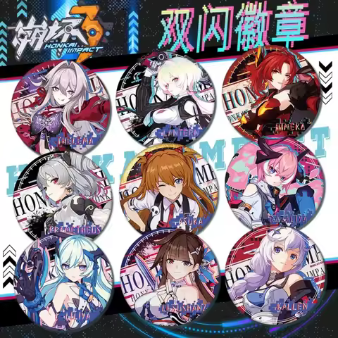 58mm Game Honkai Impact 3 Brooch Tinplate Badges Pins Elysia Aponia Fu Hua Decorative Accessories Or