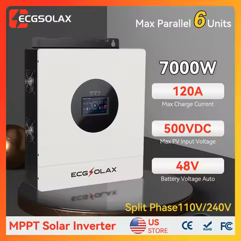 ECGSOLAX 7KW Hybrid Solar Inverter 48V 110V/240V Split Phase Hybrid Inverter With MPPT 120A Charging