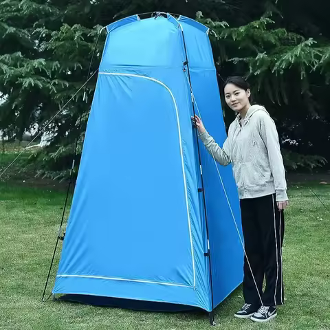 Camping Shower Tent 1.3x1.3x2.1m, Outdoor Portable Privacy Toilet Shelter with Removable Bottom Shad