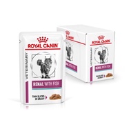 Renal with fish Royal Canin อาหารเปียกสำหรับแมวโรคไต แบบชิ้นเนื้อในน้ำเกรวี่ 1 ซอง