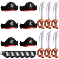Legigo 18 Pcs Funny Pirate Party Set- Pirate Kids' Party Cosplay Supplies Include 6 Felt Pirate Hats