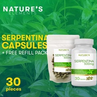 Organic Serpentina Capsules (30 Capsules) + FREE Serpentina Capsules Refill Pack Herbal Supplements