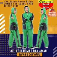 HIJAU JUMBO Green Rubber Raincoat for GOJEK GRAB Coat Raincoat driver ojol Uber Ojek Pengkolan Onlin