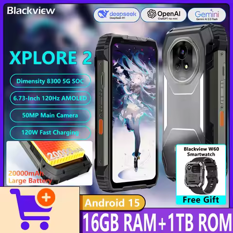Blackview XPLORE 2 5G Rugged Phone Dimensity 8300 5G 16GB+1TB 6.73" QHD+ 2600nit AMOLED 50MP+50MP Ca