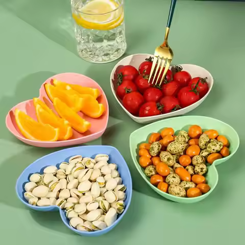 Heart Shaped Dinner Plate Storage Box Food Grade PP Material Dried Fruit Plate Candy Plate Container