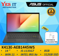 ASUS Vivobook K413E-AEB1445WS 14" Laptop (i5-1135G7, 8GB, 512GB SSD, Intel IrisXe, FHD, W11+OPI , 2YW) Free Bag