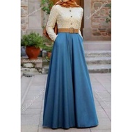 Flare Denim Skirt kembang ( Aline Skirt jeans labuh Flowly)