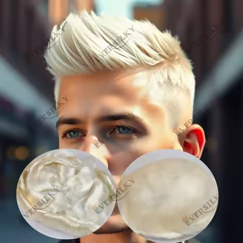 Realistic 0.06mm Thin Micro Skin Platinum Blonde 60R# Man Wigs Undetectable Natural Hairline 100% Hu