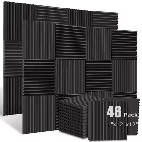 48 Pcs 1" X 12" X 12" Acoustic Foam Panels Studio Soundproofing Wedge Sound Proof Wall Panels Acoust