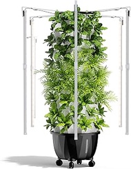 Smart Garden Planter, 48/64/80/96 Pots Garden Hydroponics Growing System Hydroponics Tower, Aeroponics Growing Kit with LED Grow Light, Hydrating Pump, Adapter, Net Pots, Timer 80 pots