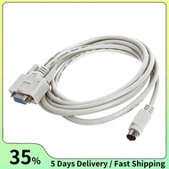 DB9P to 8P Mini Din RS232 Download Cable White 8.2 Ft for PLC -EH