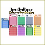 ㍿ ◈ ☽ 2pcs Ipon Chart Guide Sticker Label Peso Sense Ipon Challenge Photopaper Sticker A5 size