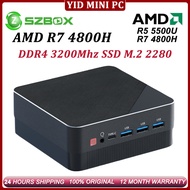 SZBOX MINI PC AMD R7 4800H 8C/16T Max 4.2GHz DDR4 3200MHz SSD M.2 2280 2*2.5G Lan DP HDMI Office Gam