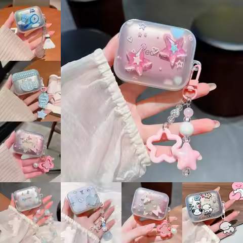 For Realme Buds Air 7 Pro Cartoon Stars Puppy Transparent Protector Case Housing Wireless Bluetooth 