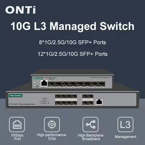 ONTi Full 10-Gb SFP+ Ports L3 Managed Network Switch Support DHCP and Dynamic Routing Support VLAN D