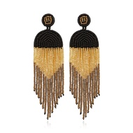 Long Beaded Tassel Earrings Boho Beaded Fringe Earrings Bead Dangle Drop Earrings Native American In