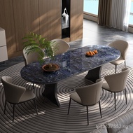 Marble High-End Dining Tables and Chairs Set Microlite Light Luxury Dining Table Household Restauran