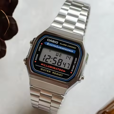 Casio A168WA-1W Vintage Digital Watch Men Stainless Steel Band Classic Retro Wristwatch Waterproof A