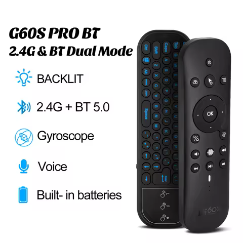 G60S Backlit Gyroscope 2.4G Wireless Voice Air Mouse Russian English Keyboard Smart Remote Control F