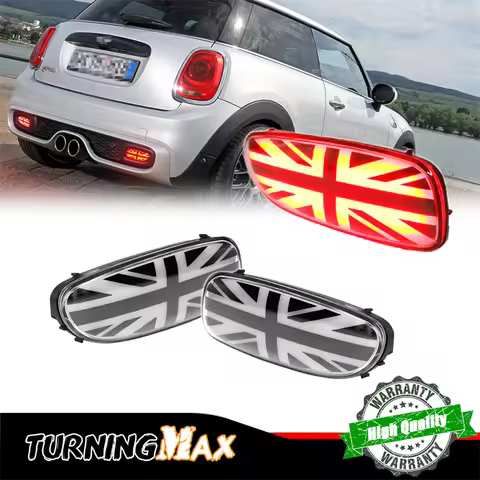 Union Jack Design Red LED Car Rear Bumper Reflector Running Lights Rear Fog Lights For MINI Cooper J