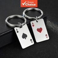 Ace Poker Keychain Stainless Steel Card Pendant Heart Backpack DIY Accessory