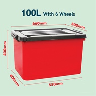 Abbaware Storage Box 100 Litre /Kotak Simpanan dengan roda/Storage Box with wheels/ Bekas Simpanan /Storage container