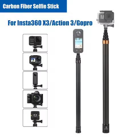 290cm 3m Carbon Fiber Invisible Extended Edition Selfie Stick For Insta360 X3 / ONE X2 / ONE RS Acce