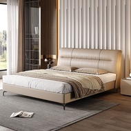 HOMIE LIFE Leather Bed Modern เตียงมินิมอล Bedroom ฐานเตียง 5 ฟุต Solid Wood ฐานเตียง H30