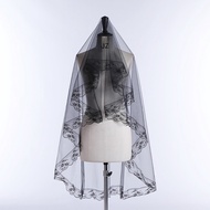 JIYAN2866 Black Bridal Veil Sheer One-Layer Cosplay Veil Elegant Hair Accessories Wedding Veil Hallo