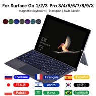 Backlight Bluetooth Keyboard For Microsoft Surface Pro 3 4 5 6 7 8 9 Pro X Go 1 2 3 Keyboard Backlit Trackpad Wireless T