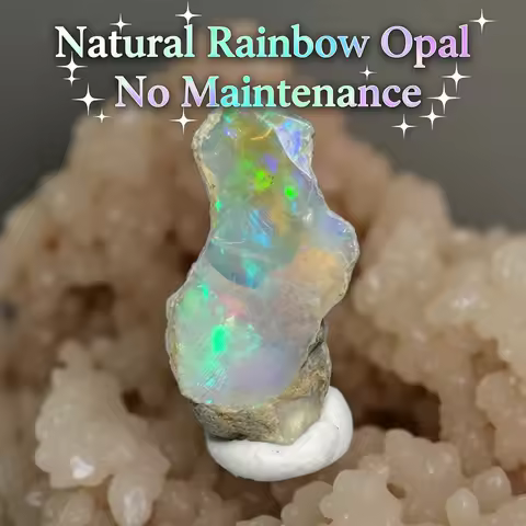 Natural Rare Colorful Ethiopia Opal (No Need Water) Gem Mineral Specimen Box Size:34X34mm (Need ligh