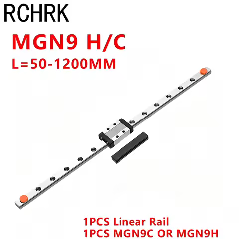 1PCS MGN9 9mm Linear Guide 100 150 200 250 300 350 400 450 500 600 800 1000mm Linear Rail + MGN9H or