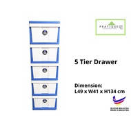 5 Tier Plastic Drawer with Wheels/ LH Plastic Drawer Storage Cabinet/ Laci / Almari Baju / Clothes Cabinet