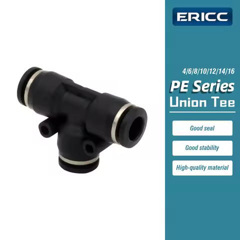10 pcs/lot PE Series one touch pneumatic tee connector PE4 PE6 PE8 PE10 PE12 PE14 PE16 air hose coup