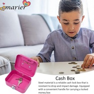 MARIER Money Box, Metal Lockable Cash Box, Sturdy Handles Security with Coin Slot Coin Saving Box