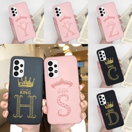 For Samsung Galaxy A32 M32 5G Phone Case Luxury Crown Letters Ultrathin Matte Soft Silicon Shell For Samsung A 32 M 32 5G High-quality Black And Pink Couple Fundas