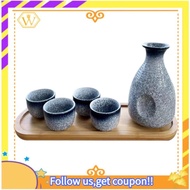 【W】1 Set Exquisite Japanese Style Ceramics Sake Cup Sake Pot Retro Sake Set Japanese Retro Simple Ceramic Sake Cup and Pot