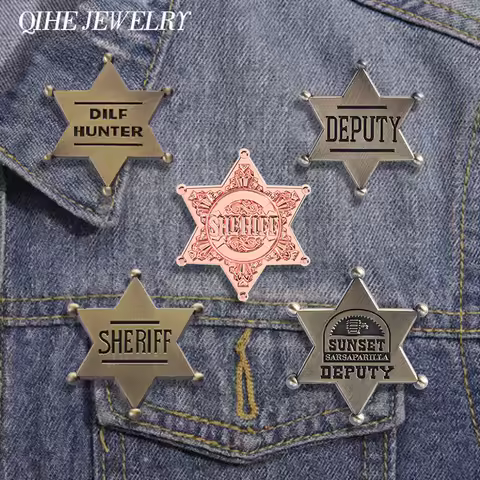 Retro Survival Role Playing Game Brooch Enamel Pins Sheriff Deputy Sunset Sarsaparilla Deputy Brooch
