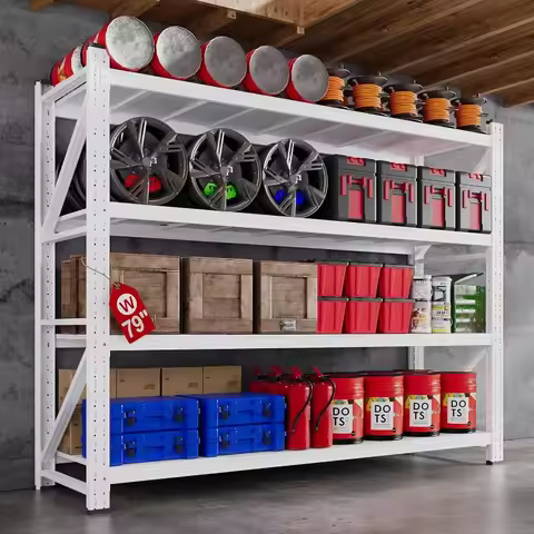 79”W Garage Shelving Heavy Duty, 7000LBS Metal Storage Shelves, 24” Deep Storage rack shelf, Steel T