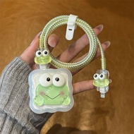 Cute Frog Set Charger Case Protector Set with Cable Protector for iP20W/18W Charger iP14 plus/ iP13p