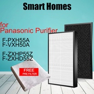 fit Panasonic F-ZXHP55Z F-ZXHD55Z Air Purifier Filter HEPA + Deodorizing for F-PXH55A / F-VXH50A