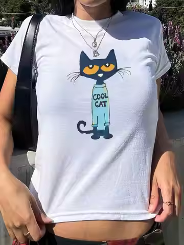 SHEIN EZwear Women Round Neck Regular T-Shirt, Simple, Fashionable, Casual, Everyday Wear