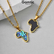 Gamtic Black Acrylic Africa Map Pendant Necklace for Women Men,Stainless Steel Waterproof Map Neckla