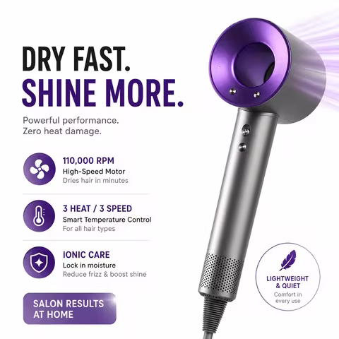 New Arrival Upgraded Bladeless Hair Dryer | High Speed Turbo Motor | Pro Version High Power Quiet Qu