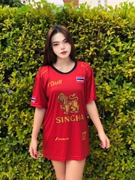 เสื้อยืดลาย SINGHA สิงห์ สวยเรียบสะดุดตา แขนสั้น เนื้อผ้าไมโครเกรดมพรีเมี่ยม ทำเสื้อทีมกีฬา มีไซส์ M