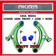 AKIRA PERODUA AXIA BEZZA LOWER ARM FRONT HEAVY DUTY + LINK + BUSH SILICONE SUSPENSION