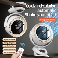 F7 Wireless Remote Control Swing Air Circulation Fan USB Rechargeable Oscillating Clip Stand Hanging