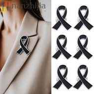 NANZHIJIA Black Ribbon Pin, Awareness Skin Cancer Funeral Ribbon Badge Brooch, Enamel Black Ribbon B